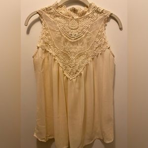 NWT Haute Monde Feminine Sheer With Lace Cream Women’s Blouse~Size M Orig $58.00